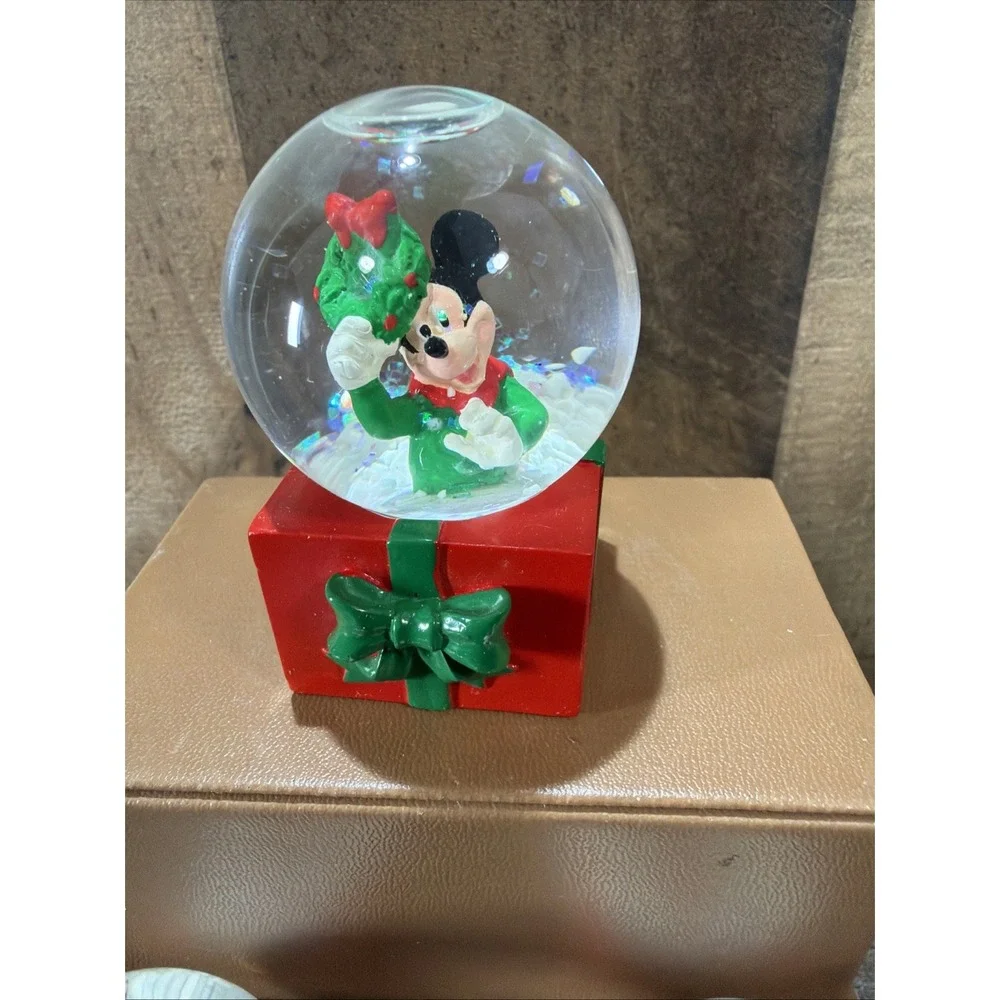 Disney JCPenney Mickey Mouse Christmas Holiday Mini Snow Globes Vintage Lot Of 3